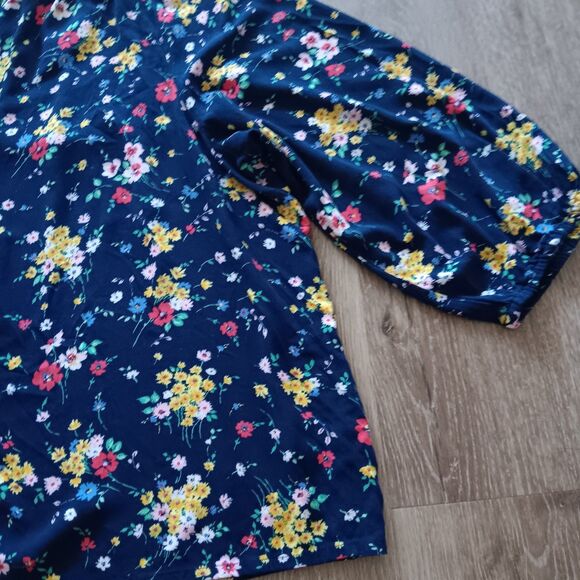 Floral Peasant Top Womens 2X Vneck Pullover 3/4 Sleeve St Johns Bay Boho Comfort - Picture 4 of 10